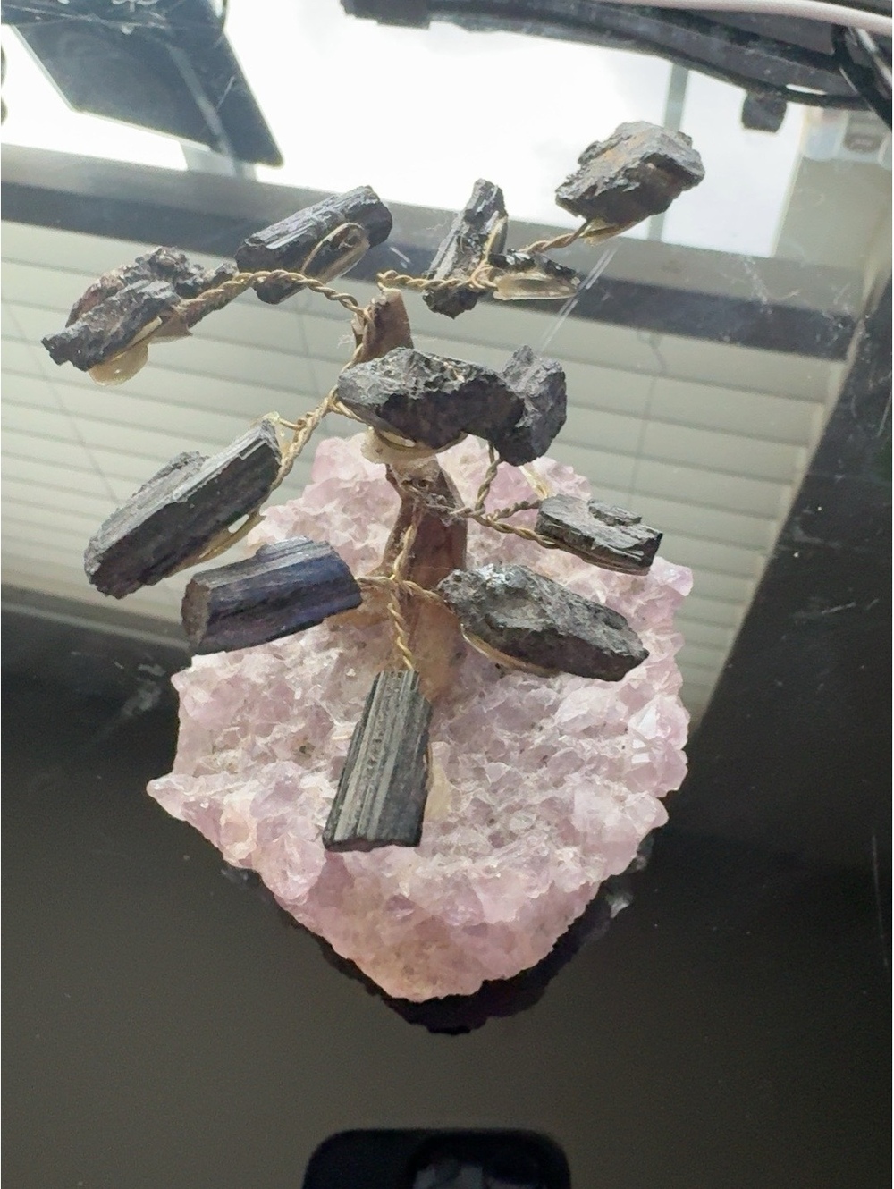 Rock Paradise Black Tourmaline Crystal Tree on Amethyst Cluster Base Brazil Read